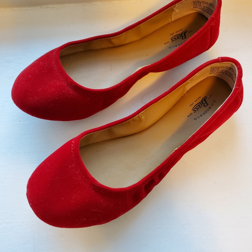 Bass Red Velvet Ballet Flat Size 6.5